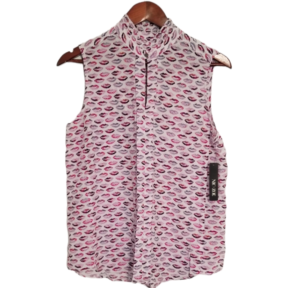 NWT Nic+Zoe "Sealed with a Kiss" Sleeveless Blouse Size Small